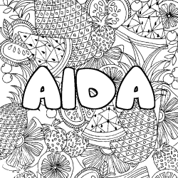 Coloración del nombre AIDA - decorado mandala de frutas
