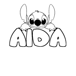Coloración del nombre AIDA - decorado Stitch