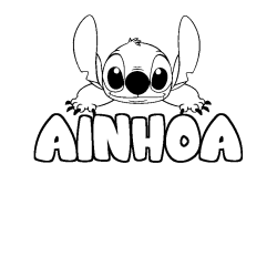 Coloración del nombre AINHOA - decorado Stitch