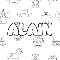 Coloración del nombre ALAIN - decorado juguetes