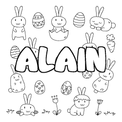 Coloración del nombre ALAIN - decorado Pascua