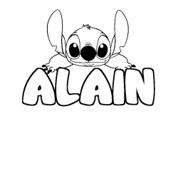 Coloración del nombre ALAIN - decorado Stitch