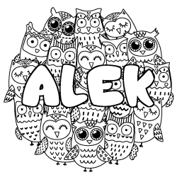 Coloración del nombre ALEK - decorado búhos