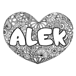 Coloración del nombre ALEK - decorado mandala de corazón