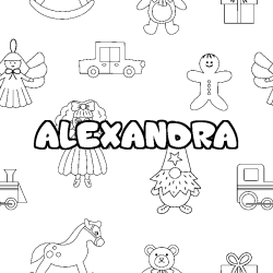 Coloración del nombre ALEXANDRA - decorado juguetes