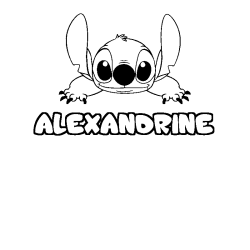 Coloración del nombre ALEXANDRINE - decorado Stitch