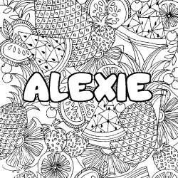 Coloración del nombre ALEXIE - decorado mandala de frutas