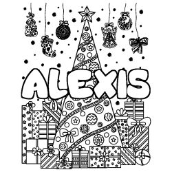 Coloración del nombre ALEXIS - decorado árbol de Navidad y regalos
