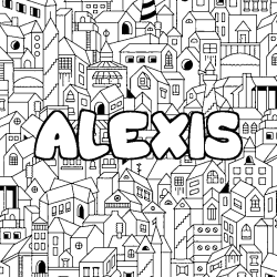 Coloración del nombre ALEXIS - decorado ciudad