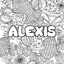 Coloración del nombre ALEXIS - decorado mandala de frutas