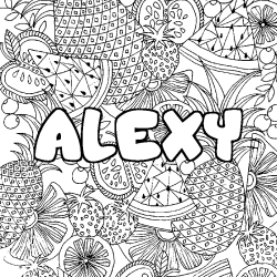 Coloración del nombre ALEXY - decorado mandala de frutas