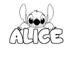 Coloración del nombre ALICE - decorado Stitch