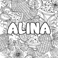 Coloración del nombre ALINA - decorado mandala de frutas