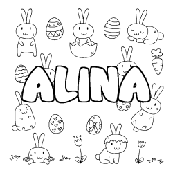 Coloración del nombre ALINA - decorado Pascua