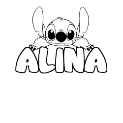 Coloración del nombre ALINA - decorado Stitch