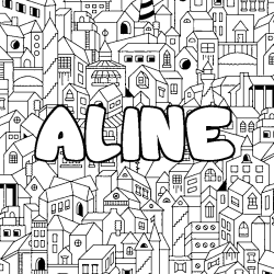 Coloración del nombre ALINE - decorado ciudad