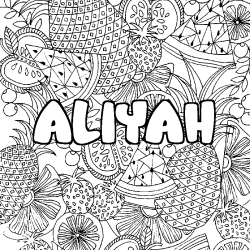 Coloración del nombre ALIYAH - decorado mandala de frutas