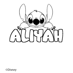 Coloración del nombre ALIYAH - decorado Stitch