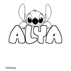 Coloración del nombre ALYA - decorado Stitch