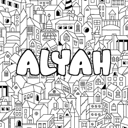 Coloración del nombre ALYAH - decorado ciudad