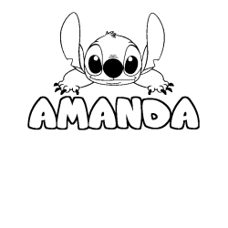 Coloración del nombre AMANDA - decorado Stitch