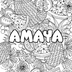 Coloración del nombre AMAYA - decorado mandala de frutas