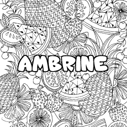 Coloración del nombre AMBRINE - decorado mandala de frutas