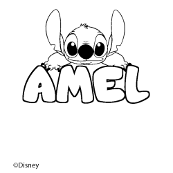 Coloración del nombre AMEL - decorado Stitch