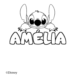 Coloración del nombre AMÉLIA - decorado Stitch