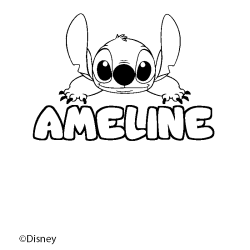 Coloración del nombre AMELINE - decorado Stitch