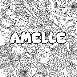 Coloración del nombre AMELLE - decorado mandala de frutas