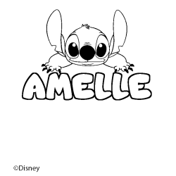 Coloración del nombre AMELLE - decorado Stitch