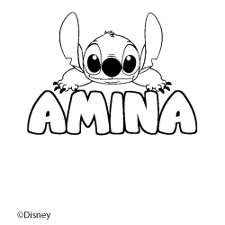 Coloración del nombre AMINA - decorado Stitch
