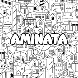 Coloración del nombre AMINATA - decorado ciudad