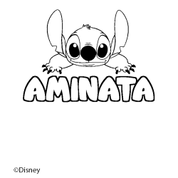 Coloración del nombre AMINATA - decorado Stitch