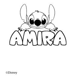 Coloración del nombre AMIRA - decorado Stitch