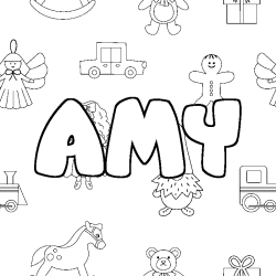 Coloración del nombre AMY - decorado juguetes