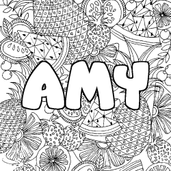 Coloración del nombre AMY - decorado mandala de frutas