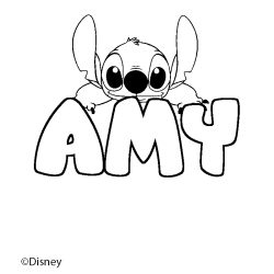 Coloración del nombre AMY - decorado Stitch