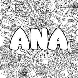 Coloración del nombre ANA - decorado mandala de frutas