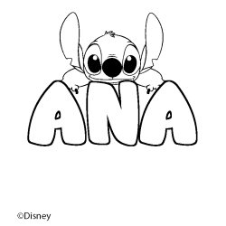 Coloración del nombre ANA - decorado Stitch