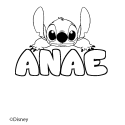 Coloración del nombre ANAE - decorado Stitch