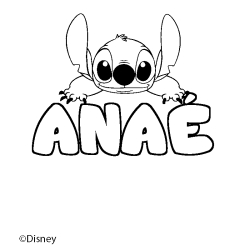 Coloración del nombre ANAÉ - decorado Stitch