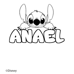 Coloración del nombre ANAEL - decorado Stitch