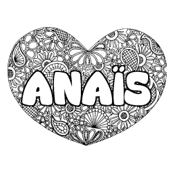 Coloración del nombre ANAÏS - decorado mandala de corazón