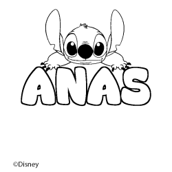 Coloración del nombre ANAS - decorado Stitch
