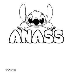 Coloración del nombre ANASS - decorado Stitch