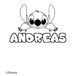 Coloración del nombre ANDREAS - decorado Stitch