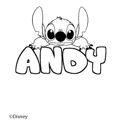 Coloración del nombre ANDY - decorado Stitch