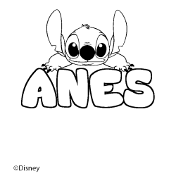 Coloración del nombre ANES - decorado Stitch